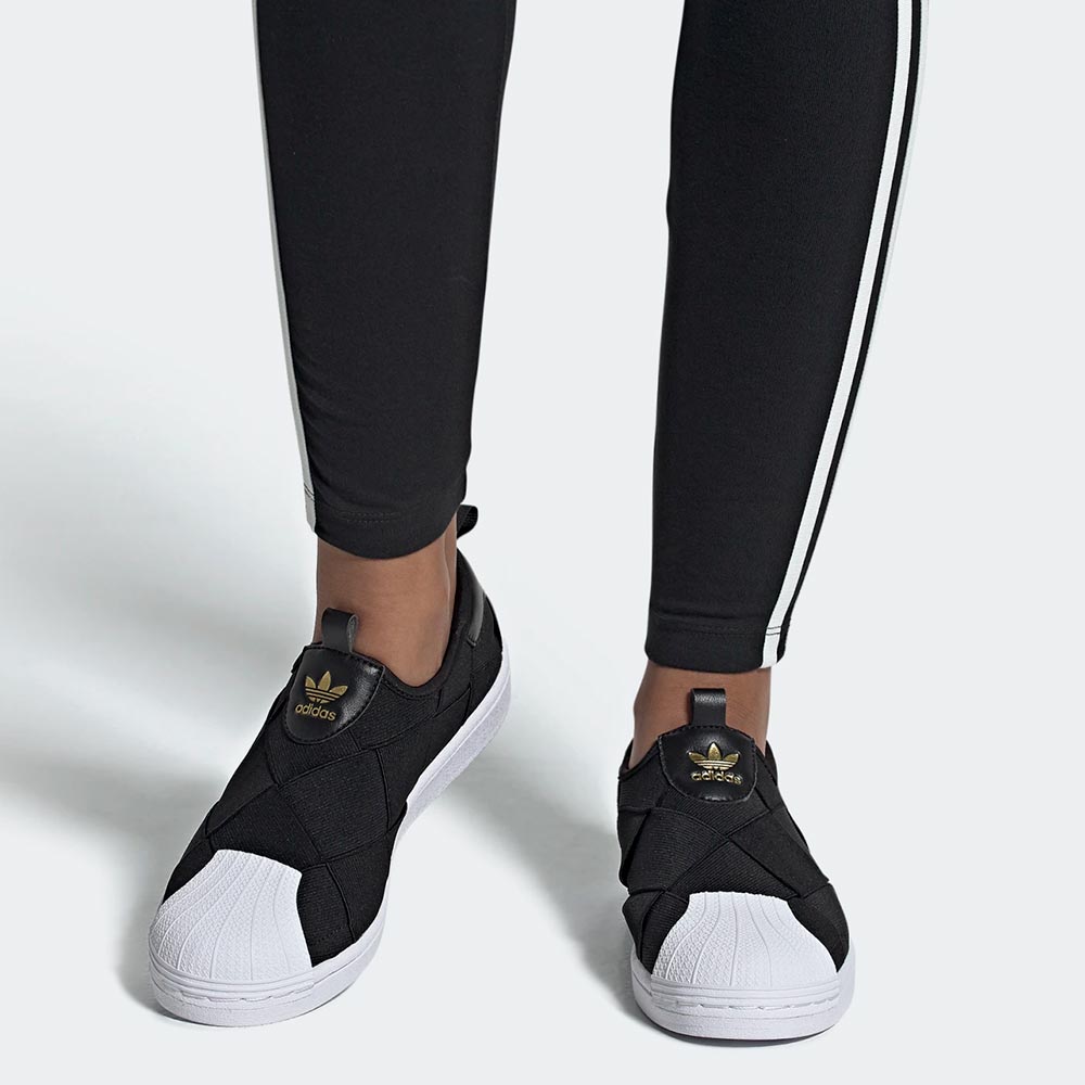 adidas superstar slip on kids Black