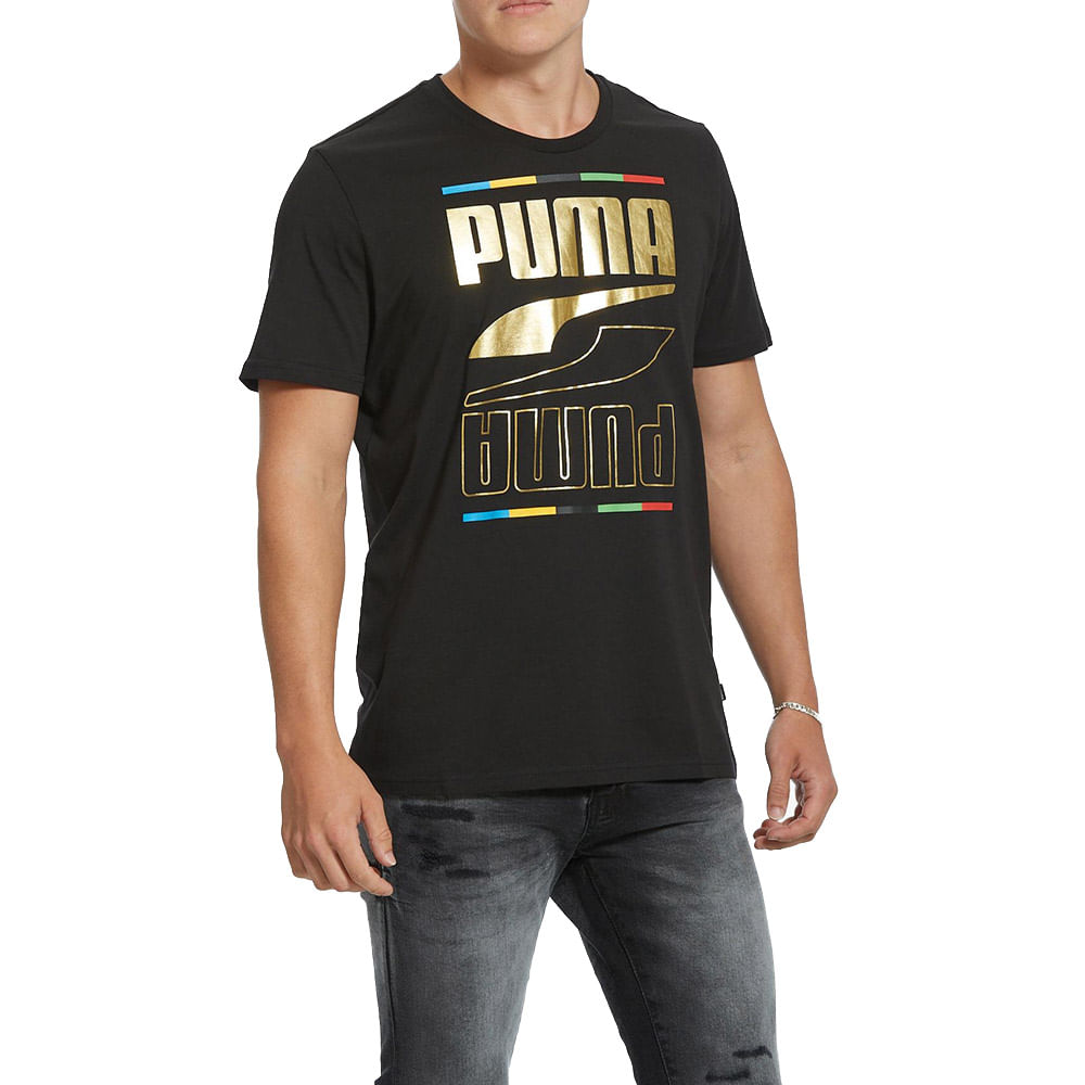 Camiseta Infantil Puma Essential Camo Menino - Preto
